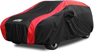 SUV Cover Waterproof All Weather Protection with Red Stripe Design, Car Cover Universal Fit Ford Explorer, Toyota Highlander, Honda Pilot, Acura MDX, BMW X5 X6, Lexus RX, Audi Q7