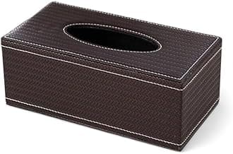 oddpod™ PU Leather Rectangular Tissue Box Holder/Napkin & Paper Towel Dispenser with Magnetic Bottom Lid for Office, Home, Hotel, School & Salon - Umber Brown
