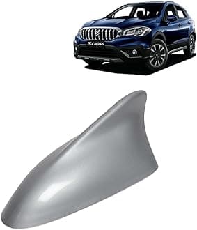 KINGSWAY Accessories Shark Fin Car Antenna Universal Size and Compatible with Maruti Suzuki S Cross Year 2018 to 2019, Car Radio FM AM, DIY Easy Replacement Original Car Antenna, 1 Piece, Silver Color