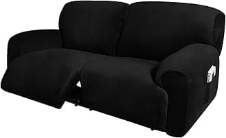 ULTICOR Extra Wide 75" - 100", Reclining 2 Seater Sofa, Extra Wide Reclining Love Seat Slipcover, 6-Piece Velvet Stretch, Reclining Sofa Covers, Thick, Soft, Washable (Black)
