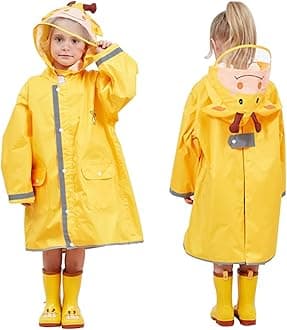 SSAWcasa Rain Poncho Kids with Hood, Toddler Rain Jacket Coat Girls Boys, Children Baby Raincoat Rainwear Gear Outerwear