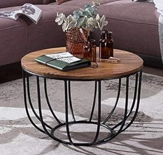 ZARA TRADING COMPANY Indiana Bowed Round Coffee Table(Rubberwood;Iron,Brown)