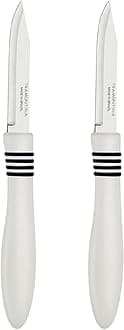 Tramontina Cor&Cor 2 Pieces Paring Knife Set with Stainless Steel Blade and White Polypropylene Handle