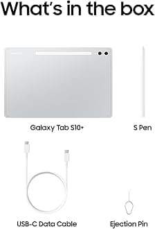 Samsung Galaxy Tab S10+ Plus 12.4” 256GB Android Tablet, Galaxy AI Tools, Circle to Search, AMOLED 2X Display, Long Battery Life, Durable Design, S Pen for Note-Taking, US Version, Platinum Silver