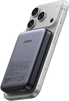 Magsafe Power Bank for iPhone, 10000mAh PD 20W Magnetic Battery Pack 7.5W Wireless Portable Charger, Skin-Friendly Compatible with iPhone 17/16/15/14/13 Series-Black, Includes USB-C Cable