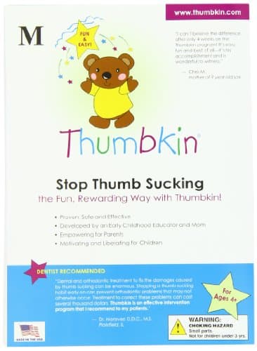 Stop Thumb Sucking Complete System With Step by Step Parent Guide - Cloud Pattern -By Thumbkin (Medium - 3 3/4" - 5 1/2" from tallest finger to wrist.)