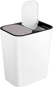 GANAZONO Double Compartment Trash can 15L Kitchen Waste Garbage Bin Dual Trash can with Lid for Home Office Bedroom