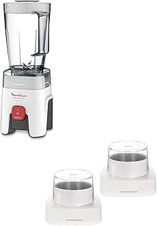 MOULINEX Blender | Genuine 1.75 L Blender Smoothie Maker | Mixer | 500 W |2 Attachments | One Speed and Pulse Function |White | 2 Years Warranty | LM242B28