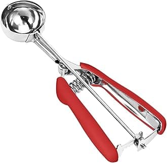 Ice Cream Scoop, 18/8 Stainless Steel Cookie Scoop, Cookie Scoops for Baking, 2.5Tbsp/42ml/1.4 oz Cookie Dough Scoop, Ice Cream Scooper with Trigger Release, Cookie Scooper for Baking(Red)