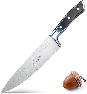 OAKSWARE Chef Knife, 8" Kitchen Knife for Cutting & Cooking, High Carbon German Steel Razor Sharp Knives, Professional Meat Knife with Full-Tang Handle