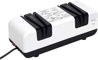 Electric Knife Sharpener 2800r/min Kitchen Knives Scissors Sharpening Tool Grind Professional Sharpener Chef's Choice Safe Easy to Use 50w Sharpen for Various Cutters (White)