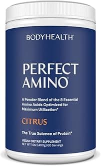 BodyHealthPerfectAmino Powder - BCAA and EAA Powder for Pre and Post Workout - Vegan Amino Acid Energy Drink Powder for Men and Women to Support Lean Muscle and Recovery - Citrus - 60 Servings
