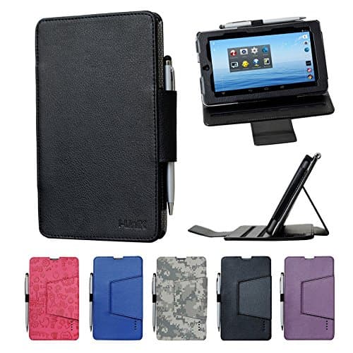 i-unik Case for E Fun Nextbook 7" Tablet Quad Core (Also fit Nextbook Ares 7) Slim Folio Case Bonus Stylus - (Black)