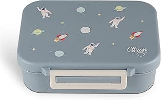 3 Compartments Kids Snack Box Luxurious Spaceship Dusty Blue Design, Compact and Adventure Ready Seal, Easy for Little Hands, Excellent for Nursery and School