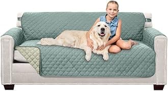 Sofa Shield Couch Slip Covers for Dogs, Reversible Furniture Protector with Strap, Stain and Tear Resistant Cushion Cover, 70 inch Seat, Machine Washable Slipcover Pets, Cats, Seafoam Cream
