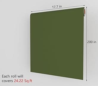Decotalk Green Contact Paper Peel and Stick Wallpaper Green 200"x17.7" Olive Green Contact Paper for Cabinets and Drawers Olive Green Wallpaper Removable Solid Green Wallpaper Vinyl Paper Adhesive