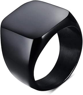 Signet Biker Rings Solid Polished Stainless Steel Ring for Men Size 7-15,Black Gold Silver Great Gift