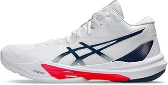 ASICS Men's Sky Elite FlyteFoam Mid Top 3 Volleyball Shoes, 16, White/MAKO Blue