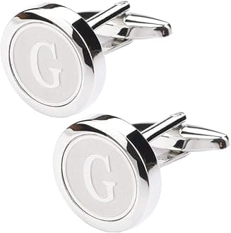 Dannyshi Men's Classic Stainless Steel Initial Cufflinks 26 Letters Business Wedding Shirts A-Z