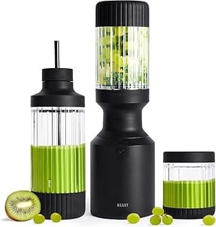 Beast Mighty 850 PLUS Premium Compact Personal Blender 850W, Food Blenders for Kitchen, Extra Vessels, Lids & Straws, Portable Blender Smoothie Maker for Ice, Shakes & Frozen Fruit (Carbon Black)