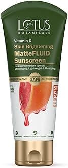 Lotus Botanicals Vitamin C Matte Fluid Sunscreen | Sun Protect & Skin Brightening | SPF 50 | PA+++ | 100x Vitamin C | For All Skin Types | For Women And Men | 75g