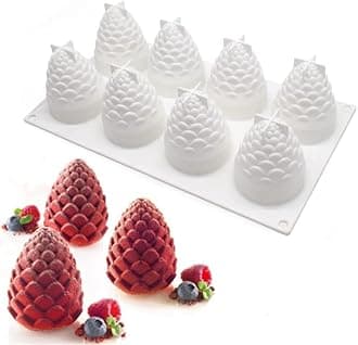 Silicone Mold for Desserts, Cake Mold for Baking, Fondant, Fruit Mold, Sugar, Candy, Jelly, Bakeware, Chocolate Mold (Pine Cone B, 29.7 x 17.4 x 7.6 cm)