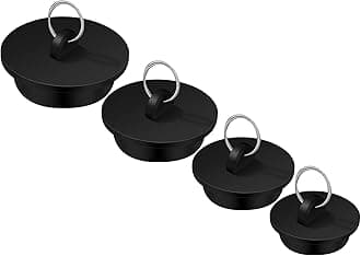 4 Pieces Tub Stopper Bathtub Drain Rubber Sink Stopper Drain Plug with Hanging Ring for Bathtub, Kitchen and Bathroom, Black (1-1/8, 1-3/8, 1-5/8, 1-7/8'')(1-1/8, 1-3/8,1-5/8, 1-7/8'')