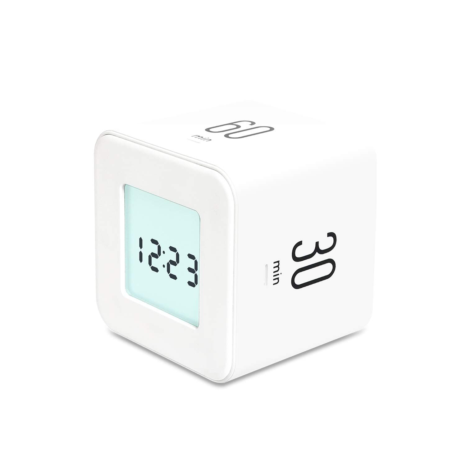 Multi Cube Timer/Rotating Timer, Simple Operation, Clock & Alarm (White)
