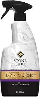 Stone Care International Granite Clean, Shine Protect - Cleans Polishes Protects Stone, Granite, Quartz, Marble, Limestone and Travertine Slate Surfaces, White, 24 Fl oz.