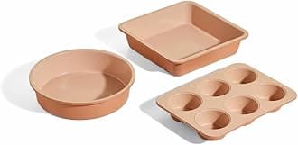 Wonder Oven Baker’s Kit – 3-Piece Toxin-Free Ceramic Nonstick Bakeware Set (8” Round, 8” Square, 6-Cup Muffin Pan) - Oven-Safe up to 450°F - Spice