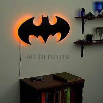 LED Wall Lamp, Comic Lover, Bat Cave, Night Lamp, for Gift, Kids Room, Gaming Setup, Gaming Room, Man Cave (Batman_Yellow)