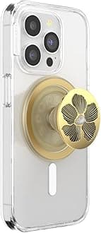 PopSockets Phone Grip for MagSafe, Magnetic Holder, Phone Stand, Gold - Mae Flower w/Pearl