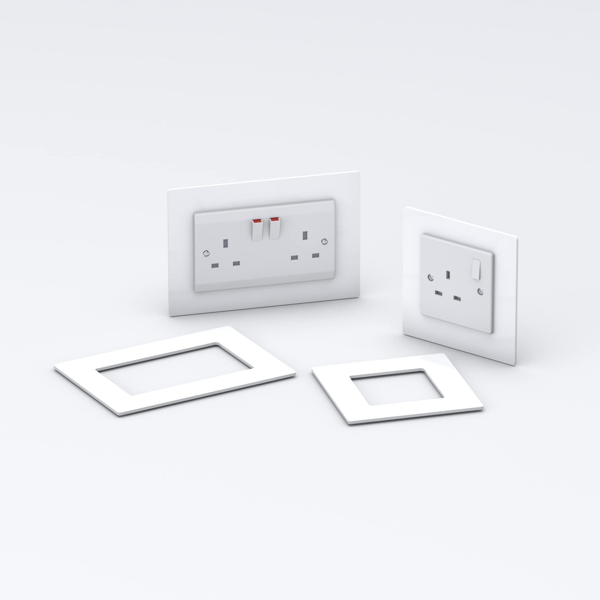Double/Single Socket Switch Surround/Acrylic Finger Plate (Single, White)