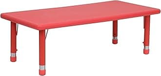 Flash Furniture Wren 24''W x 48''L Rectangular Red Plastic Height Adjustable Activity Table