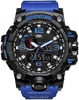 Analogue - Digital Men's Watch (Black Dial Blue Colored Strap), Blue, Digital