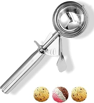 Ice Cream Scoop with Trigger, Medium Size Cookie Scoop for Baking, Stainless Steel Ice Cream Scooper for Kids, Melon Baller Cookies Scoop - 2.5 Tbsp