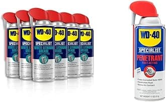 Specialist White Lithium Grease Spray with Smart Straw Sprays 2 Ways, 10 OZ [6-Pack] & Specialist Penetrant with Smart Straw Sprays 2 Ways, 11 OZ