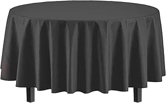 Exquisite 12-Pack Premium Plastic Tablecloth 84in. Round Table Cover - Black