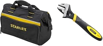 STANLEY Tool Bag 30 x 25 x 13 cm in Resistant 600 x 600 Denier with 8 Interior 2 Exterior Pockets and Reinfored Base 1-93-330 & 090947 6in MaxSteel Adjustable Wrench