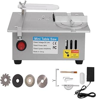 Mini Hobby Table Saw Handmade Woodworking Bench Saw 1/2" Adjustable Cut Depth, Seven Speed Adjustable Power Supply, Small Hobby Table Saw for Miniature Wood Craft Cutting