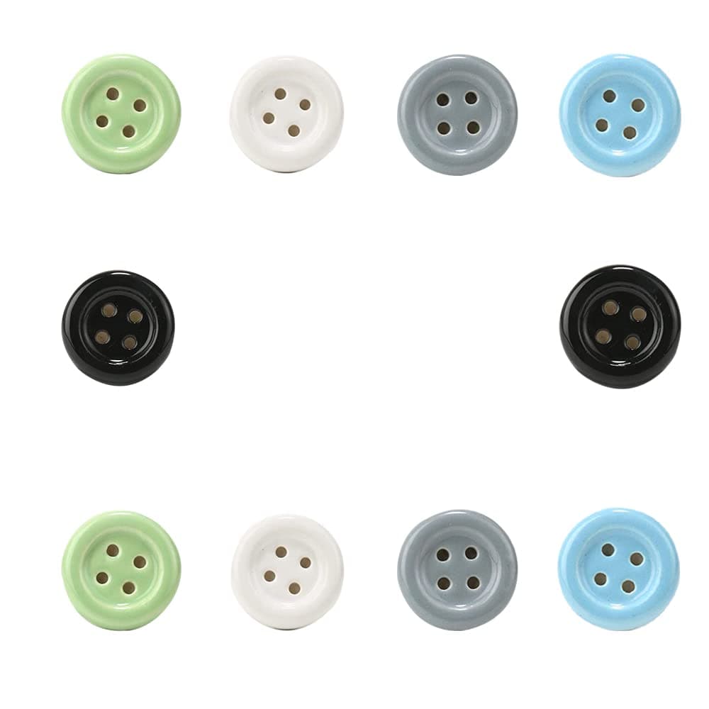 Set of 10 Round Ceramic Button Knobs - Modern Multi Colour Decorative Handle Knobs - for Home Kitchen Cabinet, Vintage, Hardware, Cupboard, Door, Dresser, Wardrobe, Drawer Pulls
