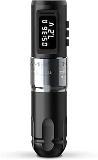 Ambition MARS-U Wireless Tattoo Machine with Adjustable Stroke - Rotary Cartridge Tattoo Machine Pen with 1800mAh Power Coreless Motor Digital LED Display for Professional Tattoo Artist Grey