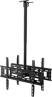 Ceiling Tv Mount Bracket for 32 65 Inch LCD Tvs Dual Screen with Telescoping Adjustable Height Pole Stand-1m