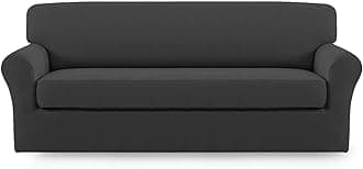 Easy-Going 2 Pieces Microfiber Stretch Sofa Slipcover – Spandex Soft Fitted Sofa Couch Cover, Washable Furniture Protector with Elastic Bottom for Kids,Pet （Sofa，Gray）