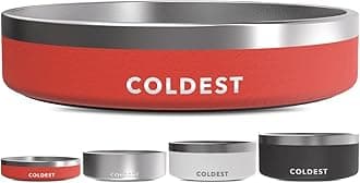 The Coldest Water Dog Bowl - Anti Rust Metal & Non Slip Dog Bowls Large, Spill Proof Heavy Duty 3 Layers Insulated Dog Bowl - Food and Bowl for Dogs, Cats & Pets, Dishwasher Safe (21 oz, Red)