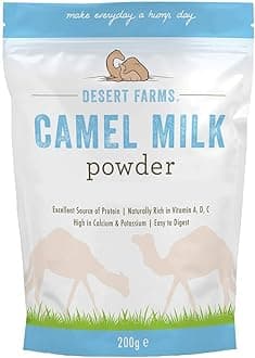 Desert Farms Organic Whole Camel Milk Powder Certified PALEO and KETO Allergen Free Non-GMO Easy to Mix Powder Milk - Excellent Replacement For Goat and Soy Milk - Packaged In The USA (200 Grams)