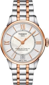 Tissot womens Tissot Chemin des Tourelles Powermatic 80 Lady 316L stainless steel case with rose gold PVD coating Automatic Watch, Grey, Stainless steel, 16 (T0992072211802), Grey