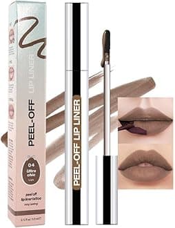 Matte Liquid Lip Stain Peel Off Lip liner Tattoo, Light Taupe Matte Peel Off Lip Stain, Long Lasting Waterproof Lipstick Lip Gloss Stain, Transfer-proof for All Skin Types, 0.12 fl oz 04#
