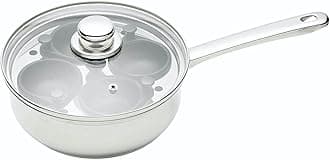 KitchenCraft 4 Egg Poacher Pan in Gift Box, Non Stick and Induction Safe, Stainless Steel, 20.5 cm, Silver