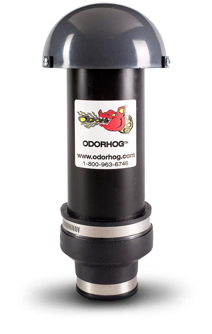 OdorHog Clamp On Vent Stack Pipe Filter 2", Black ABS with Mushroom Cap, Removes Outdoor Septic and Sewer Odor Problems (2.0-inch)